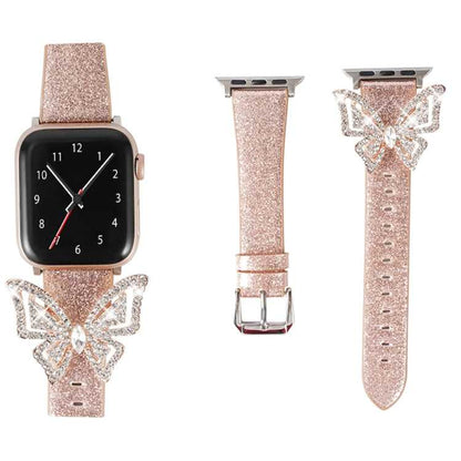 Glitzer Strass Armband Schleife für Apple Watch 5 & 4 44mm / 8 & 7 41mm / SE 2 & 6 & SE & 5 & 4 40mm / 3 & 2 & 1 38+42mm