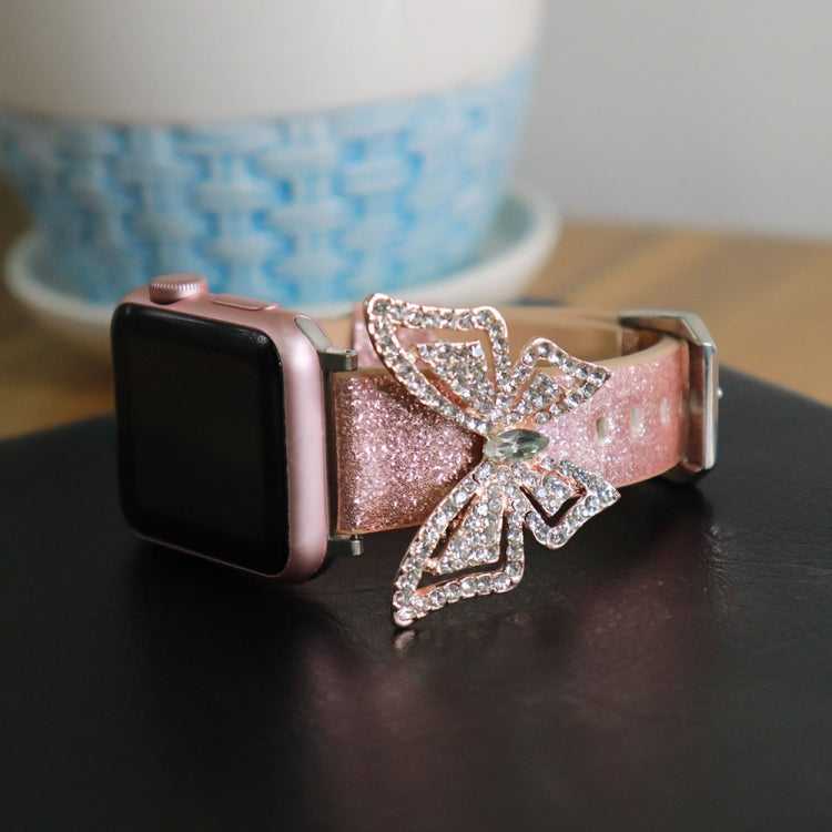 Glitzer Strass Armband Schleife für Apple Watch 5 & 4 44mm / 8 & 7 41mm / SE 2 & 6 & SE & 5 & 4 40mm / 3 & 2 & 1 38+42mm