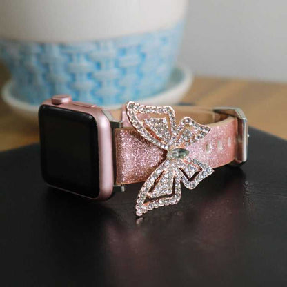 Glitzer Strass Armband Schleife für Apple Watch 5 & 4 44mm / 8 & 7 41mm / SE 2 & 6 & SE & 5 & 4 40mm / 3 & 2 & 1 38+42mm