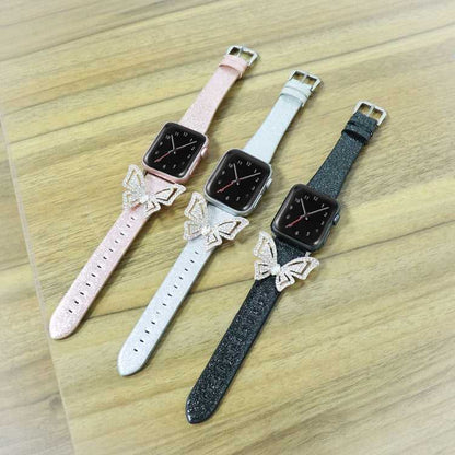Glitzer Strass Armband Schleife für Apple Watch 5 & 4 44mm / 8 & 7 41mm / SE 2 & 6 & SE & 5 & 4 40mm / 3 & 2 & 1 38+42mm