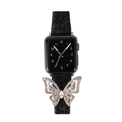 Glitzer Strass Armband Schleife für Apple Watch 5 & 4 44mm / 8 & 7 41mm / SE 2 & 6 & SE & 5 & 4 40mm / 3 & 2 & 1 38+42mm