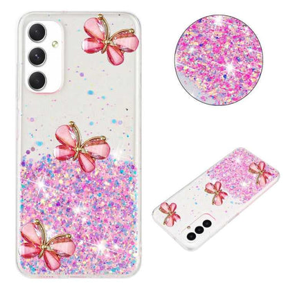 Leuchtende Sternenhimmel Glitzer Schmetterling TPU Handyhülle, For Samsung Galaxy A15 5G, For Samsung Galaxy A55 5G, For Samsung Galaxy A35 5G, For Samsung Galaxy A05, For Samsung Galaxy A05s, For Samsung Galaxy A25 5G, For Samsung Galaxy A34 5G