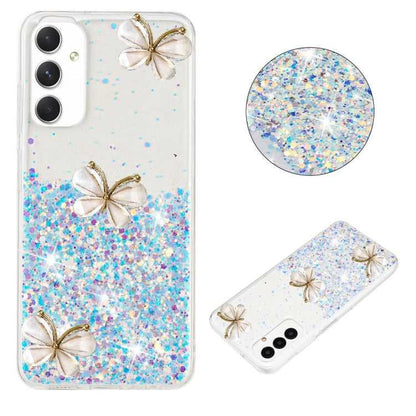Leuchtende Sternenhimmel Glitzer Schmetterling TPU Handyhülle, For Samsung Galaxy A15 5G, For Samsung Galaxy A55 5G, For Samsung Galaxy A35 5G, For Samsung Galaxy A05, For Samsung Galaxy A05s, For Samsung Galaxy A25 5G, For Samsung Galaxy A34 5G