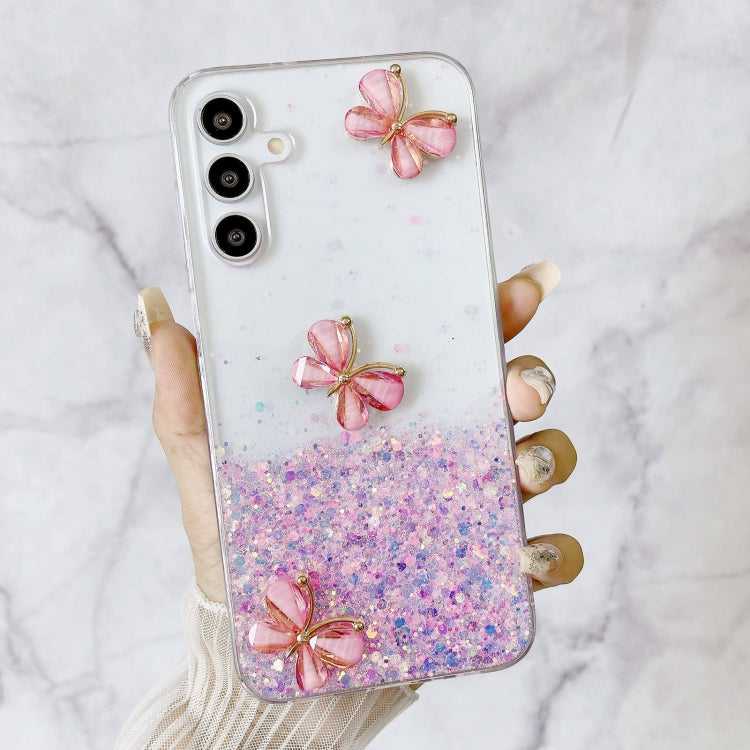 Leuchtende Sternenhimmel Glitzer Schmetterling TPU Handyhülle, For Samsung Galaxy A15 5G, For Samsung Galaxy A55 5G, For Samsung Galaxy A35 5G, For Samsung Galaxy A05, For Samsung Galaxy A05s, For Samsung Galaxy A25 5G, For Samsung Galaxy A34 5G