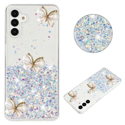 Leuchtende Sternenhimmel Glitzer Schmetterling TPU Handyhülle, For Samsung Galaxy A15 5G, For Samsung Galaxy A55 5G, For Samsung Galaxy A35 5G, For Samsung Galaxy A05, For Samsung Galaxy A05s, For Samsung Galaxy A25 5G, For Samsung Galaxy A34 5G