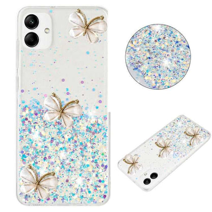 Leuchtende Sternenhimmel Glitzer Schmetterling TPU Handyhülle, For Samsung Galaxy A15 5G, For Samsung Galaxy A55 5G, For Samsung Galaxy A35 5G, For Samsung Galaxy A05, For Samsung Galaxy A05s, For Samsung Galaxy A25 5G, For Samsung Galaxy A34 5G