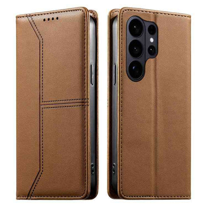 Vegan Leather Phone Case with Stitched Line, Magnetic RFID Protection, and RFID Technology, For Samsung Galaxy S26+ 5G, For Samsung Galaxy S26 Edge 5G, For Samsung Galaxy S26 Ultra 5G, For Samsung Galaxy S26 5G