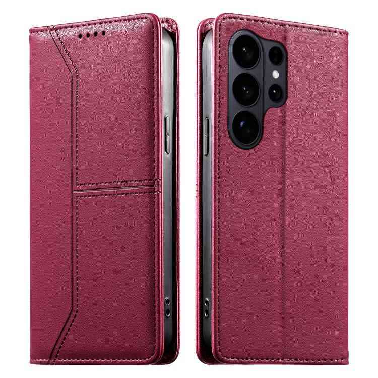 Vegan Leather Phone Case with Stitched Line, Magnetic RFID Protection, and RFID Technology, For Samsung Galaxy S26+ 5G, For Samsung Galaxy S26 Edge 5G, For Samsung Galaxy S26 Ultra 5G, For Samsung Galaxy S26 5G
