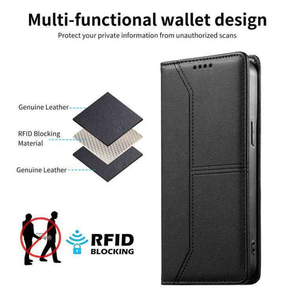 Vegan Leather Phone Case with Stitched Line, Magnetic RFID Protection, and RFID Technology, For Samsung Galaxy S26+ 5G, For Samsung Galaxy S26 Edge 5G, For Samsung Galaxy S26 Ultra 5G, For Samsung Galaxy S26 5G