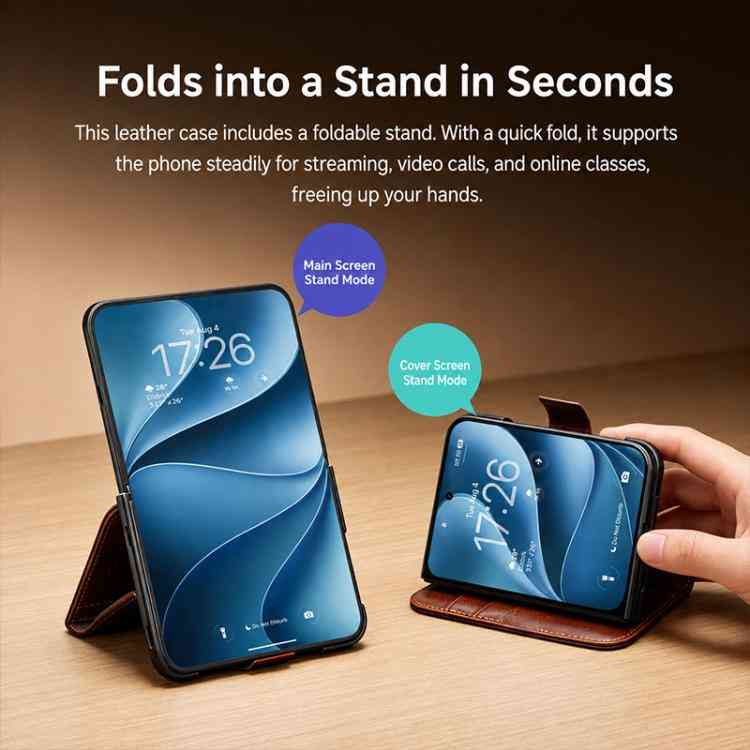 QIALINO Echtleder Hülle für Apple iPhone Duo Klapphülle mit Schnalle und Kartenfach