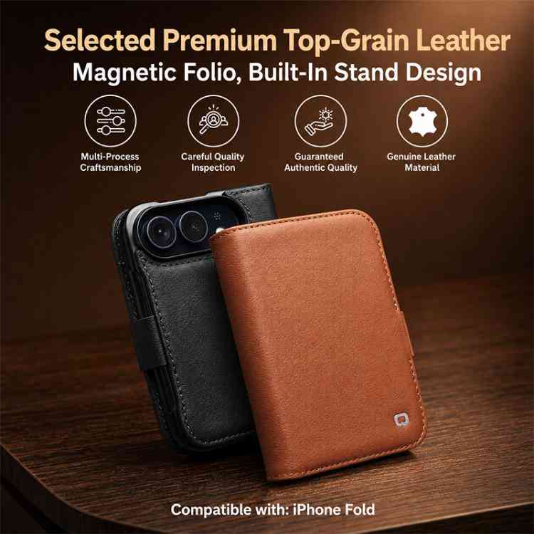 QIALINO Premium Echtleder Handyhülle für iPhone Duo Serie