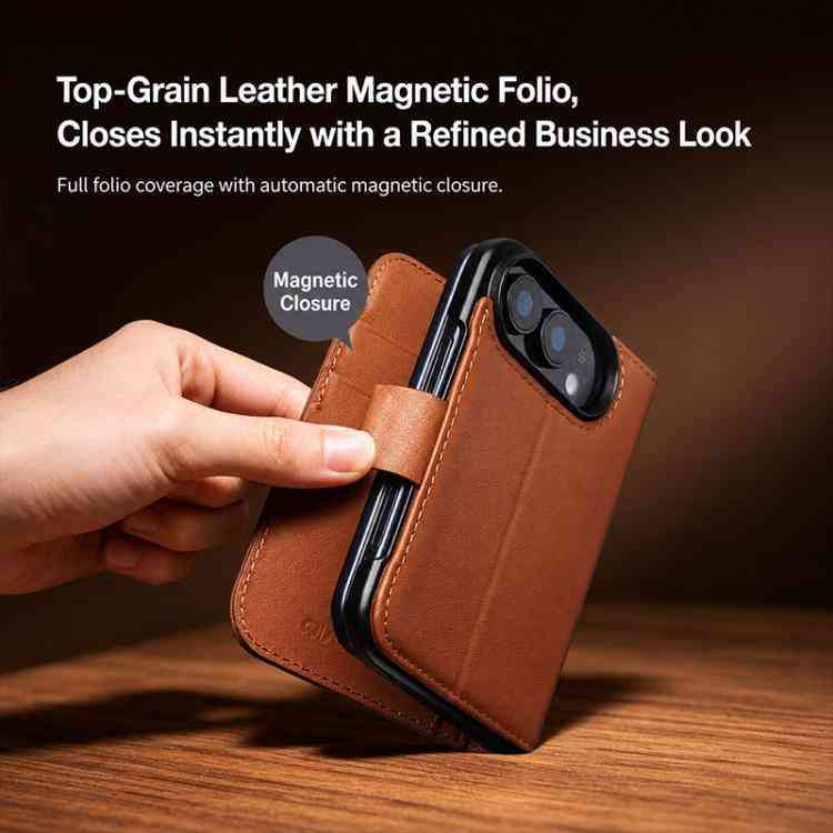 QIALINO Premium Echtleder Handyhülle für iPhone Duo Serie