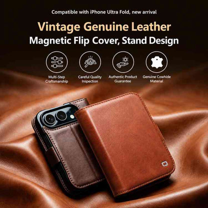 QIALINO Vintage Kalbsleder Handyhülle für iPhone Duo Serie