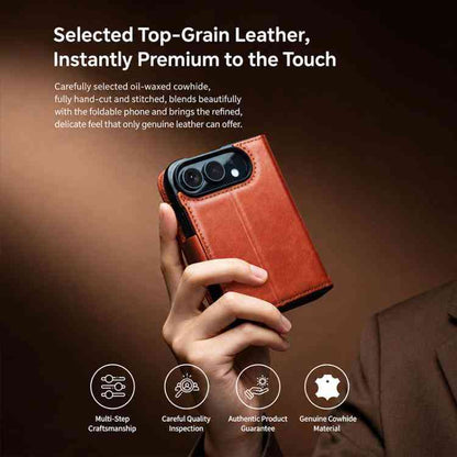 QIALINO Vintage Kalbsleder Handyhülle für iPhone Duo Serie