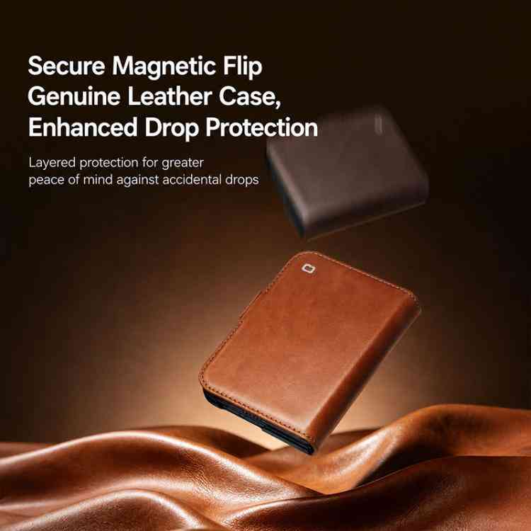 QIALINO Vintage Kalbsleder Handyhülle für iPhone Duo Serie