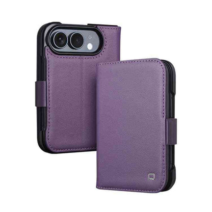 QIALINO Premium Echtleder Handyhülle für iPhone Duo Serie lila
