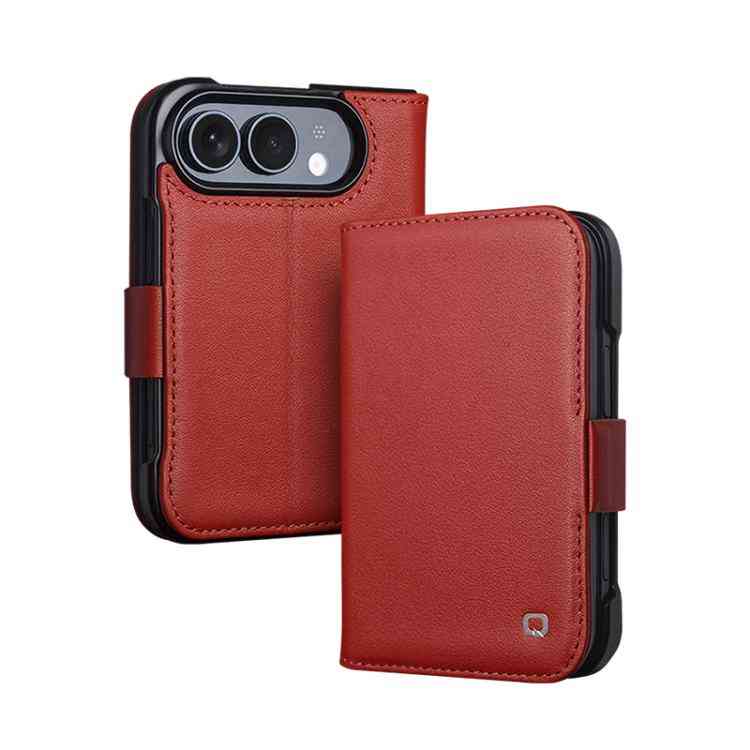 QIALINO Premium Echtleder Handyhülle für iPhone Duo Serie rot