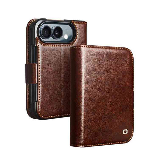 QIALINO Premium Echtleder Handyhülle für iPhone Duo braun