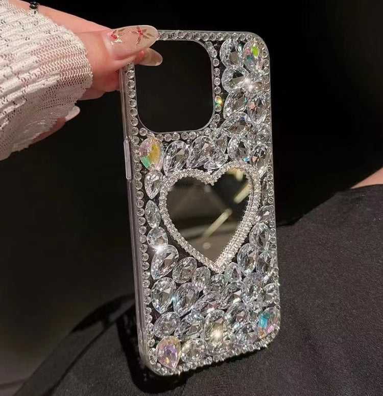 Spiegel handgefertigte Bling Strass PC Handyhülle, For iPhone 14 Plus, For iPhone 14, For iPhone 14 Pro, For iPhone 14 Pro Max, For iPhone 13 Pro Max, For iPhone 13 Pro, For iPhone 13, For iPhone 13 mini