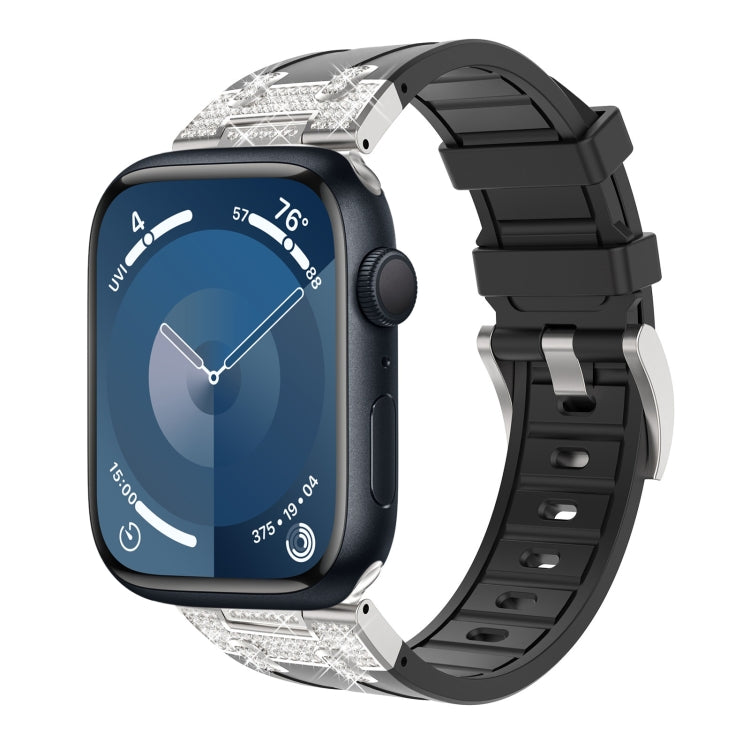 Silicone Rhinestone Band for Apple Watch SE 2023 44mm | Ultra 2 49mm | 9 45mm | Ultra 49mm | 8 45mm