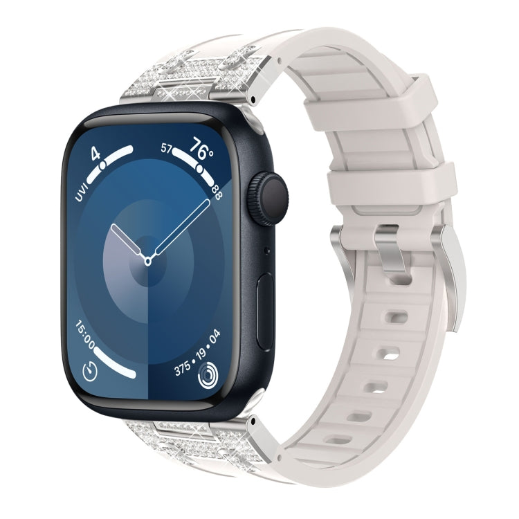 Silicone Rhinestone Band for Apple Watch SE 2023 44mm | Ultra 2 49mm | 9 45mm | Ultra 49mm | 8 45mm