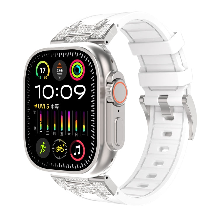 Silicone Rhinestone Band for Apple Watch SE 2023 44mm | Ultra 2 49mm | 9 45mm | Ultra 49mm | 8 45mm