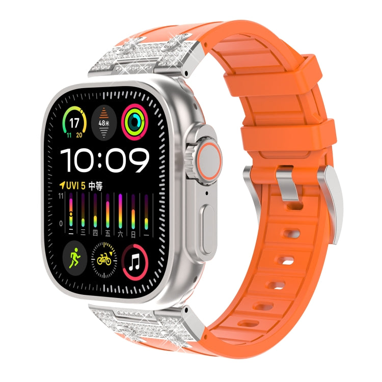 Silicone Rhinestone Band for Apple Watch SE 2023 44mm | Ultra 2 49mm | 9 45mm | Ultra 49mm | 8 45mm