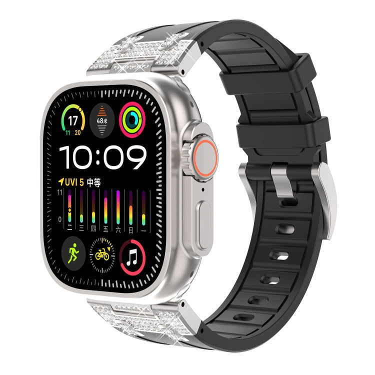 Silicone Rhinestone Band for Apple Watch SE 2023 44mm | Ultra 2 49mm | 9 45mm | Ultra 49mm | 8 45mm