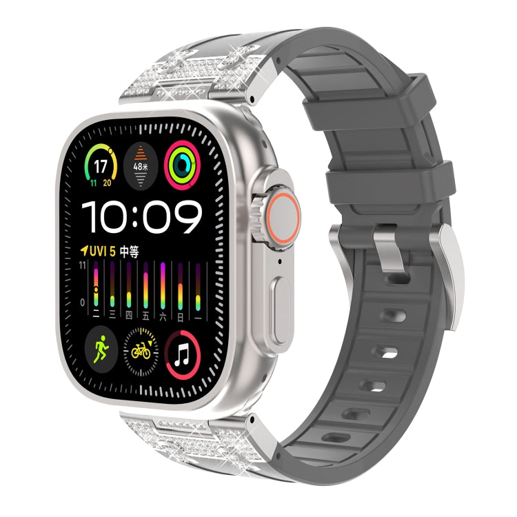 Silicone Rhinestone Band for Apple Watch SE 2023 44mm | Ultra 2 49mm | 9 45mm | Ultra 49mm | 8 45mm