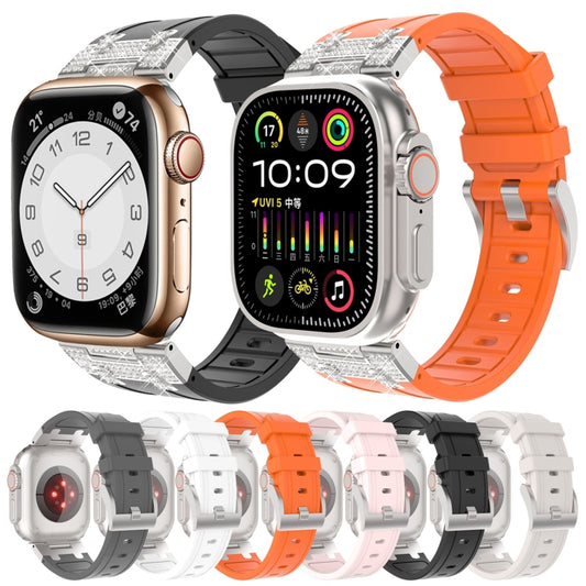 Silicone Rhinestone Band for Apple Watch SE 2023 44mm | Ultra 2 49mm | 9 45mm | Ultra 49mm | 8 45mm