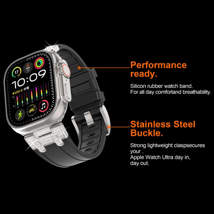 Silicone Rhinestone Band for Apple Watch SE 2023 44mm | Ultra 2 49mm | 9 45mm | Ultra 49mm | 8 45mm