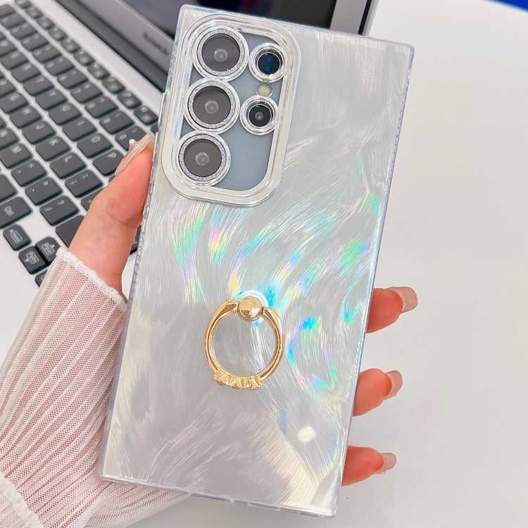 Glitzer TPU Handyhülle mit Ringhalter für Samsung Galaxy S25 Ultra 5G