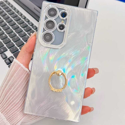 Glitzer TPU Handyhülle mit Ringhalter für Samsung Galaxy S25 Ultra 5G