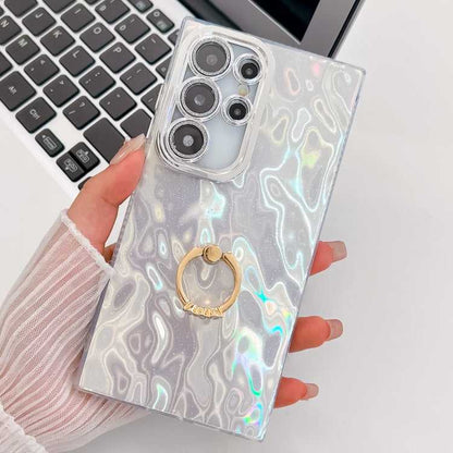 Glitzer TPU Handyhülle mit Ringhalter für Samsung Galaxy S25 Ultra 5G