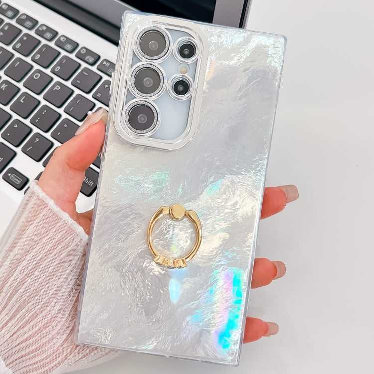 Glitzer TPU Handyhülle mit Ringhalter für Samsung Galaxy S25 Ultra 5G