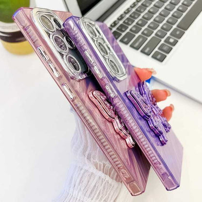Überzug Glitzer Textur Schmetterlingshalter TPU Handyhülle mit Linsenfolie, For Samsung Galaxy A55 5G