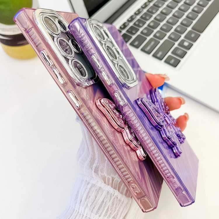 Überzug Glitzer Textur Schmetterlingshalter TPU Handyhülle mit Linsenfolie, For Samsung Galaxy S25 5G