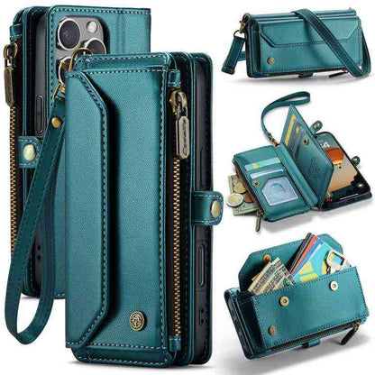 CaseMe Leder RFID Klappetui mit Geldbörse für iPhone 16e | 16 Pro Max | 16 Pro | 16 Plus | 16
