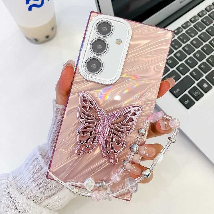 Beschichtung Glitter Objektiv Film Textur Schmetterling Halter Armband Telefon Fall, For Samsung Galaxy A36 5G