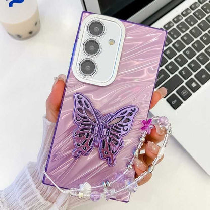 Beschichtung Glitter Objektiv Film Textur Schmetterling Halter Armband Telefon Fall, For Samsung Galaxy A36 5G