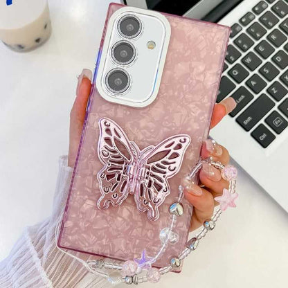 Beschichtung Glitter Objektiv Film Textur Schmetterling Halter Armband Telefon Fall, For Samsung Galaxy A36 5G