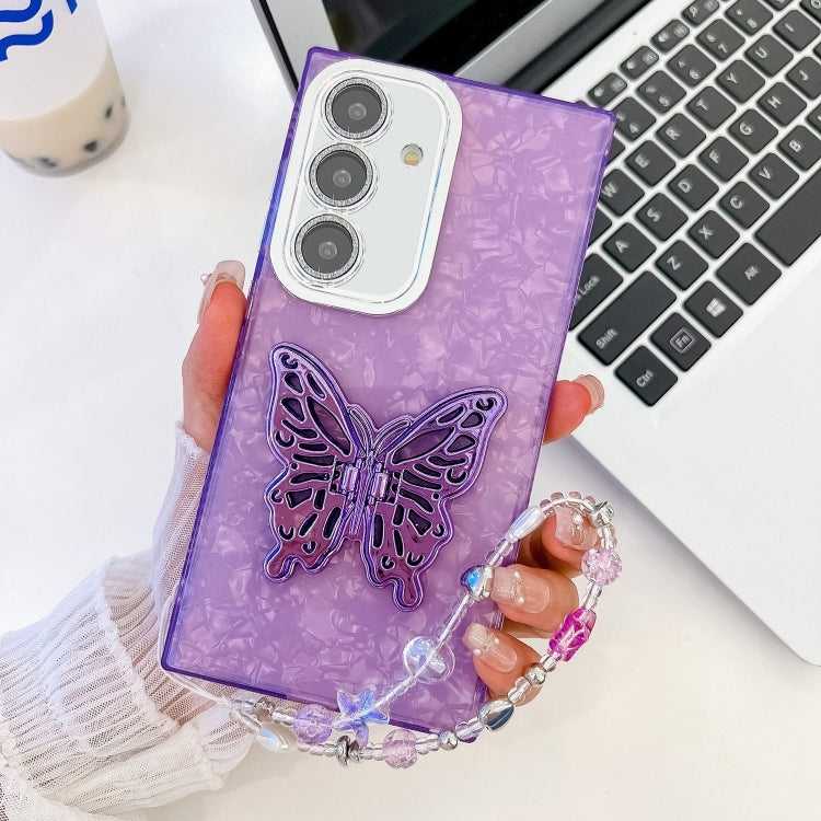 Beschichtung Glitter Objektiv Film Textur Schmetterling Halter Armband Telefon Fall, For Samsung Galaxy A36 5G