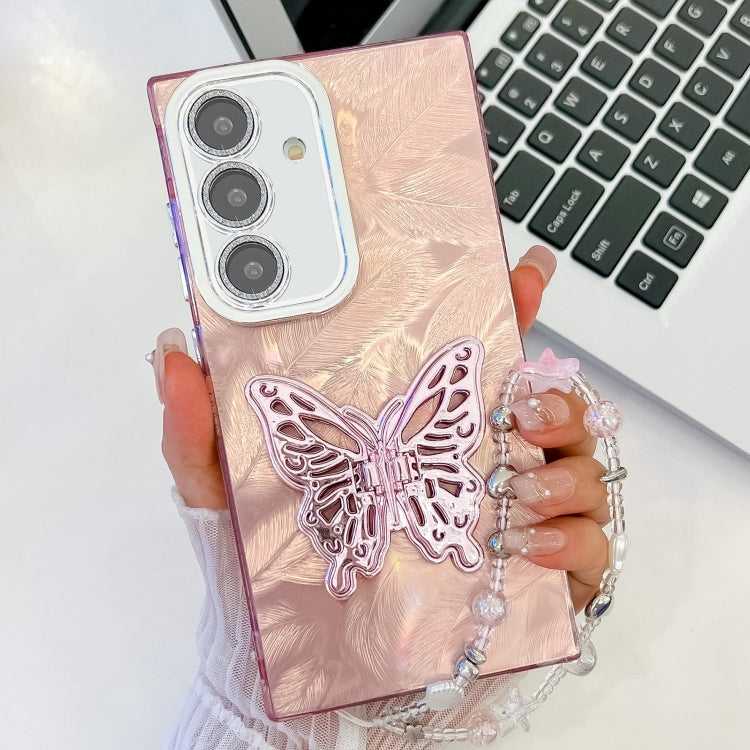 Beschichtung Glitter Objektiv Film Textur Schmetterling Halter Armband Telefon Fall, For Samsung Galaxy A36 5G