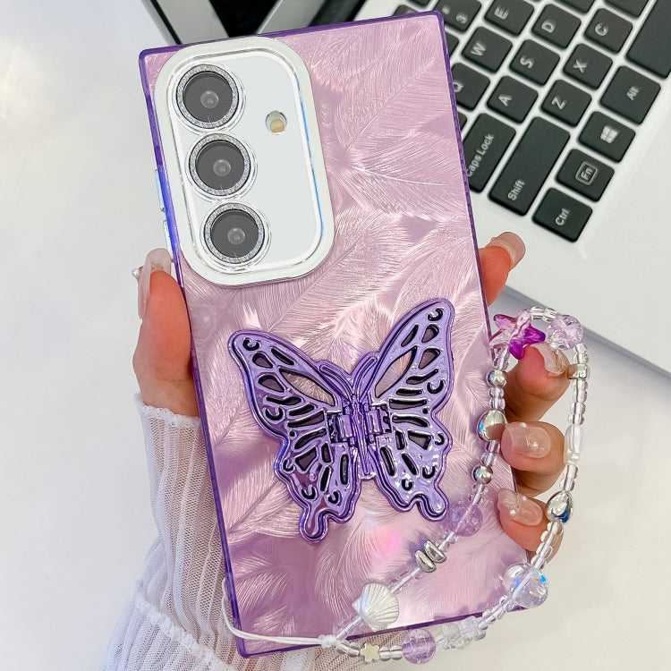 Beschichtung Glitter Objektiv Film Textur Schmetterling Halter Armband Telefon Fall, For Samsung Galaxy A36 5G