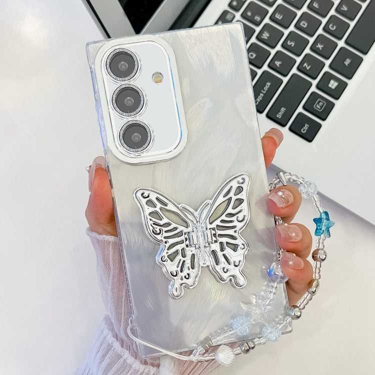 Beschichtung Glitter Objektiv Film Textur Schmetterling Halter Armband Telefon Fall, For Samsung Galaxy A36 5G