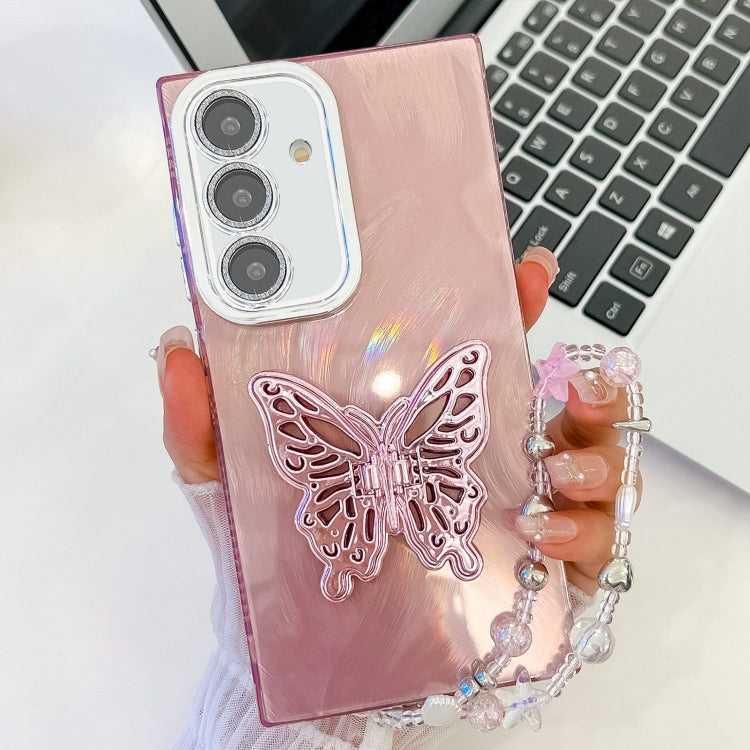 Beschichtung Glitter Objektiv Film Textur Schmetterling Halter Armband Telefon Fall, For Samsung Galaxy A36 5G