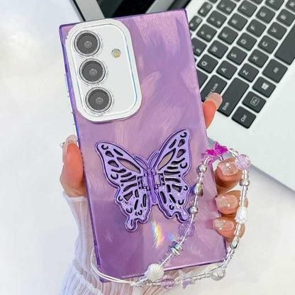 Beschichtung Glitter Objektiv Film Textur Schmetterling Halter Armband Telefon Fall, For Samsung Galaxy A36 5G