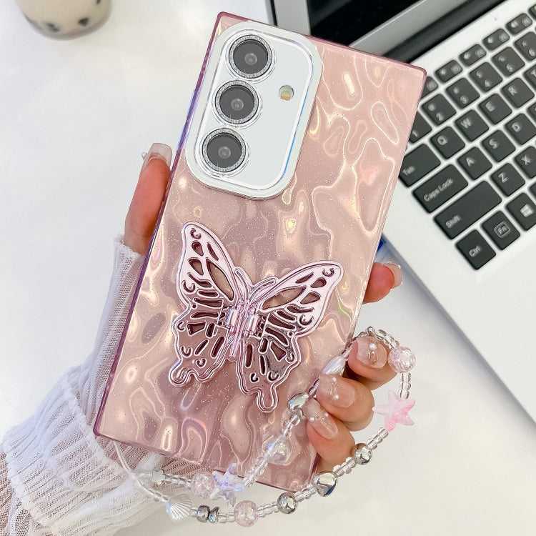 Beschichtung Glitter Objektiv Film Textur Schmetterling Halter Armband Telefon Fall, For Samsung Galaxy A36 5G