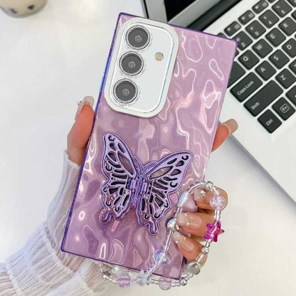 Beschichtung Glitter Objektiv Film Textur Schmetterling Halter Armband Telefon Fall, For Samsung Galaxy A36 5G