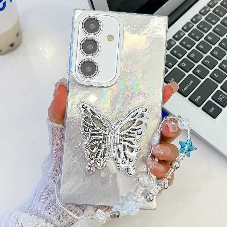 Beschichtung Glitter Objektiv Film Textur Schmetterling Halter Armband Telefon Fall, For Samsung Galaxy A36 5G